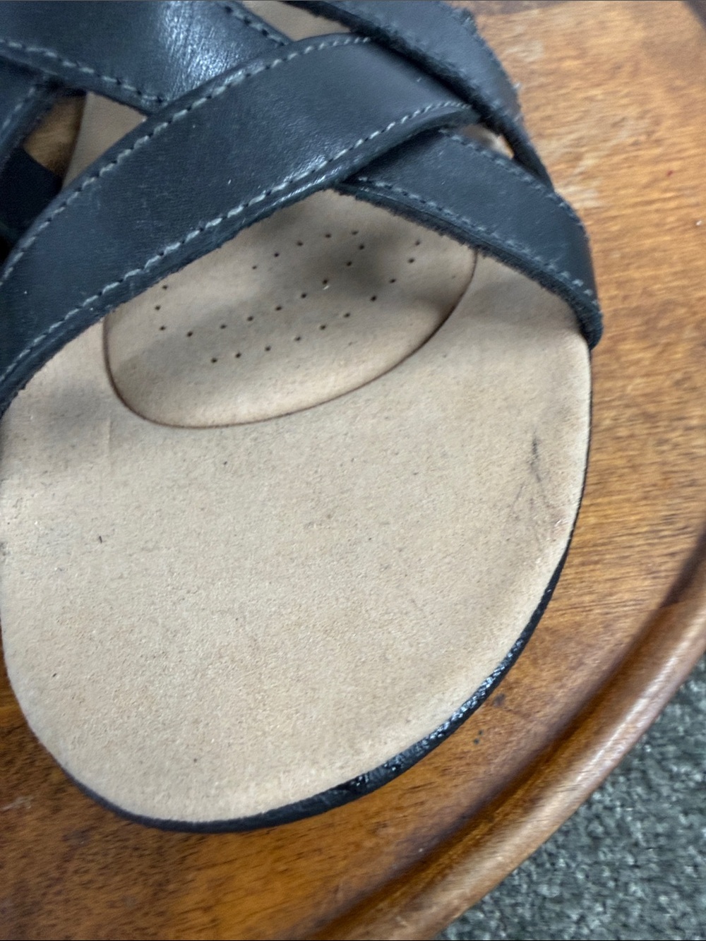 Clarks Collection Sandals Wm 9 Wide Laurieann Bali Slide Black Leather Comfort - Picture 4 of 14